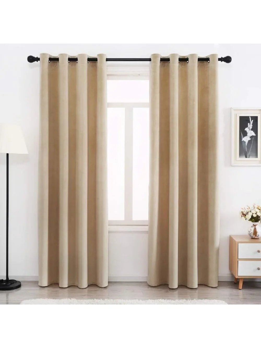 Soft Taupe Velvet Curtains 84